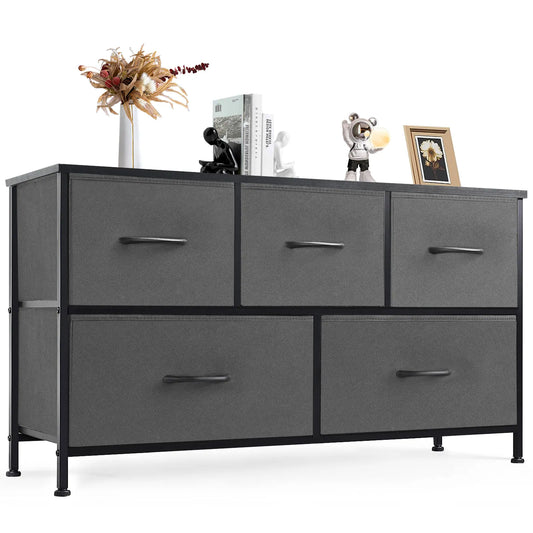 5-Drawer Fabric Dresser Chest - Fabric Chests Drawers, Modern Storage Cabinets, Storage Organizer for Bedroom Items