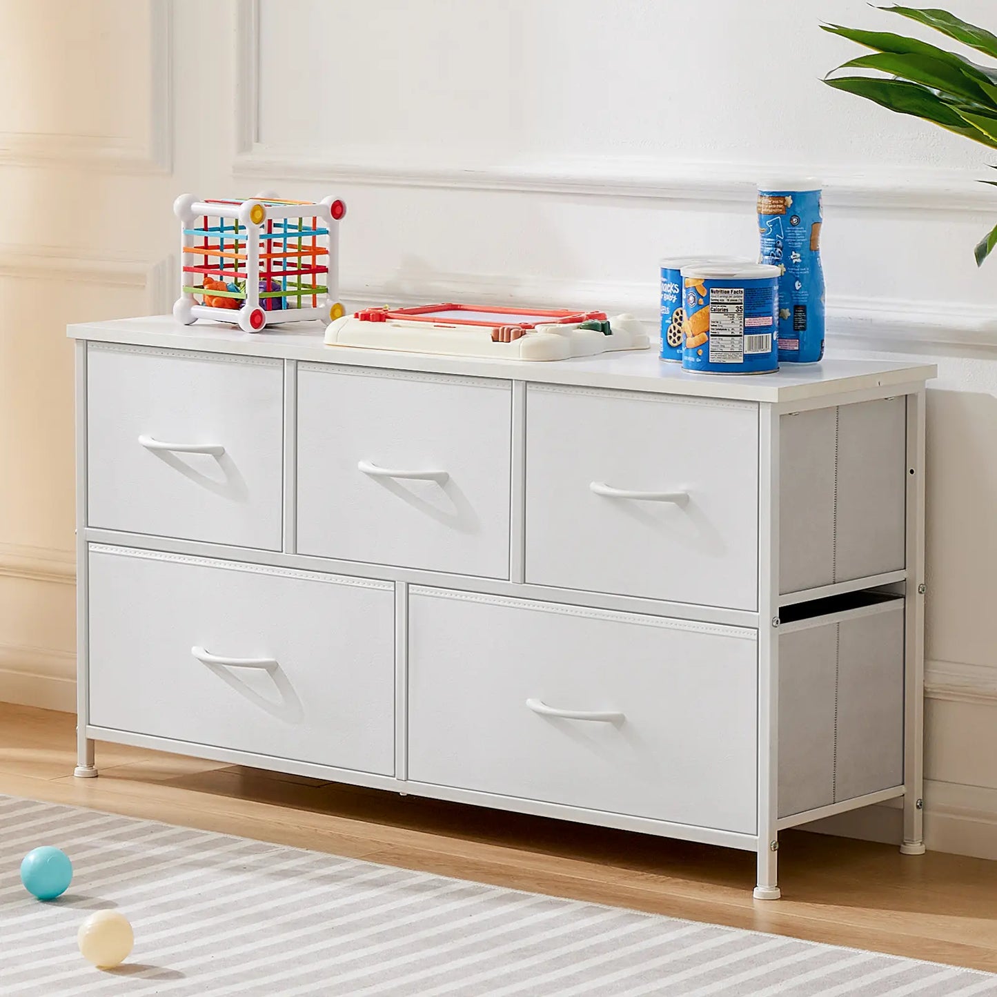 5-Drawer Fabric Dresser Chest - Fabric Chests Drawers, Modern Storage Cabinets, Storage Organizer for Bedroom Items