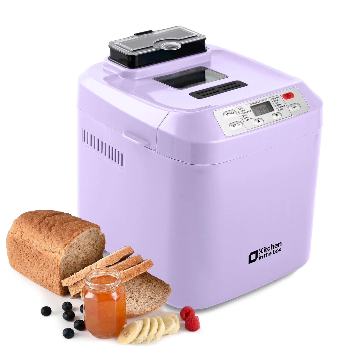 Bread Maker Machine, 12-in-1 Automatic Bread Machine with Fruit Nut Auto Dispenser, 2LB Large Capacity, Gluten-Free, 13H Delay Timer, 1H Keep Warm, 3 Crust Colors for Home Baking