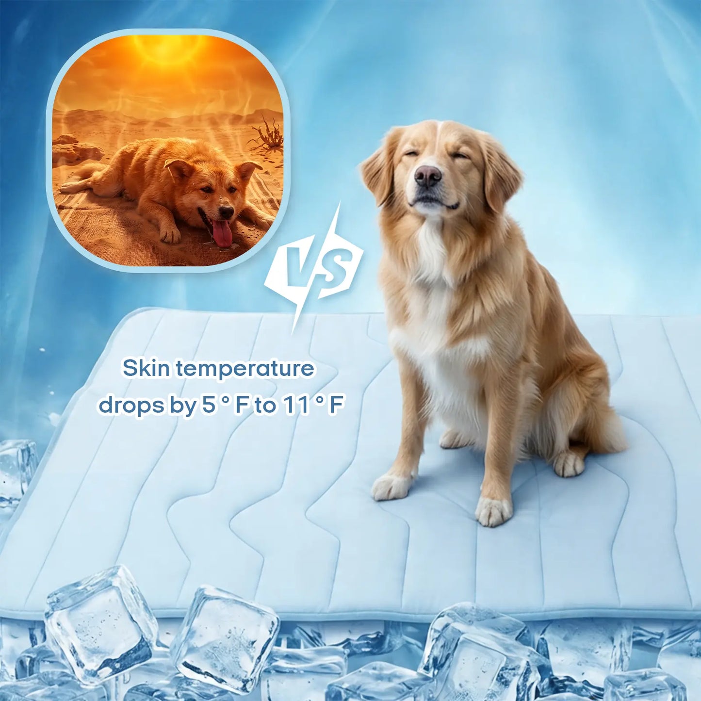 Cooling Pet Mat, Eco-Friendly Cooling Pad for Large Dog, SummerVibes Cooling Mats for Dog Bed, Cool Dog Stuff, Washable Pet Mat, Use in Crate, Trunk, Camping, Outdoors, Portable,Machine Washable, Durable, Without Gel, Outdoorfun