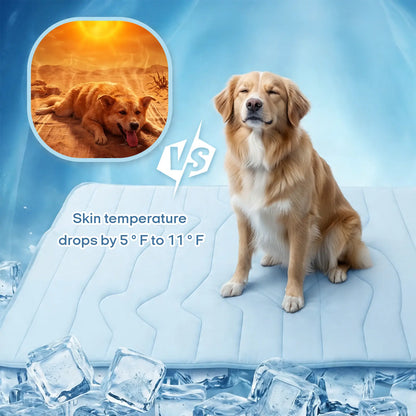 Cooling Pet Mat, Eco-Friendly Cooling Pad for Large Dog, SummerVibes Cooling Mats for Dog Bed, Cool Dog Stuff, Washable Pet Mat, Use in Crate, Trunk, Camping, Outdoors, Portable,Machine Washable, Durable, Without Gel, Outdoorfun