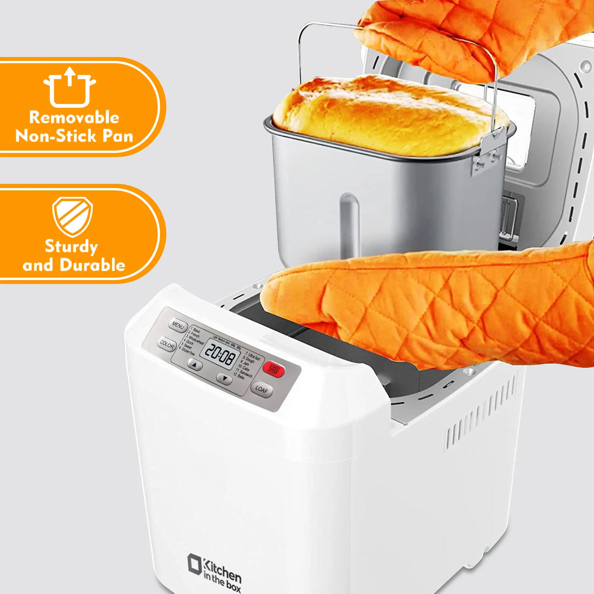 Bread Maker Machine, 12-in-1 Automatic Bread Machine with Fruit Nut Auto Dispenser, 2LB Large Capacity, Gluten-Free, 13H Delay Timer, 1H Keep Warm, 3 Crust Colors for Home Baking