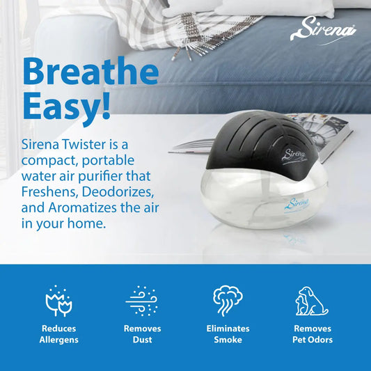 Black Original Air Purifier & Aroma Diffuser with LED Night Light – Water Filter Air Cleaner for Home, Smoke & Pets