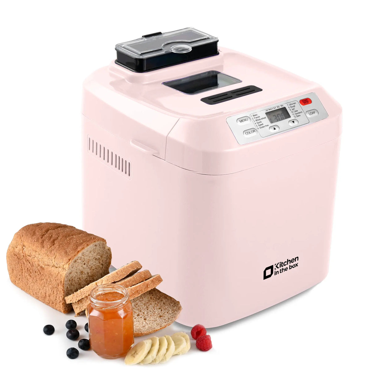Bread Maker Machine, 12-in-1 Automatic Bread Machine with Fruit Nut Auto Dispenser, 2LB Large Capacity, Gluten-Free, 13H Delay Timer, 1H Keep Warm, 3 Crust Colors for Home Baking