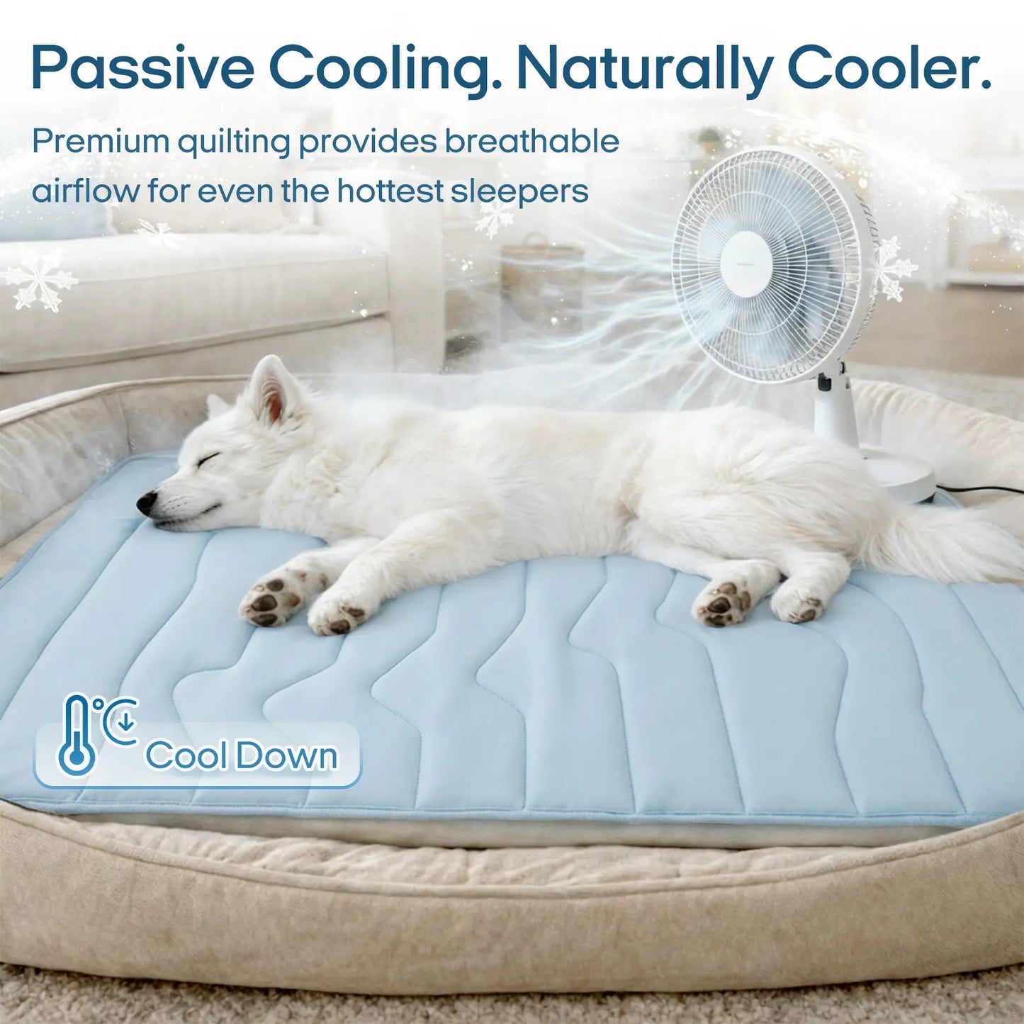 Cooling Pet Mat, Eco-Friendly Cooling Pad for Large Dog, SummerVibes Cooling Mats for Dog Bed, Cool Dog Stuff, Washable Pet Mat, Use in Crate, Trunk, Camping, Outdoors, Portable,Machine Washable, Durable, Without Gel, Outdoorfun