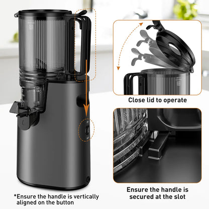 Cold Press Juicer - Slow Masticating, 5.4 Inch Feed Chute, High Juice Yield, Easy Clean, 55rpm Technology for Whole Fruits & Veggies