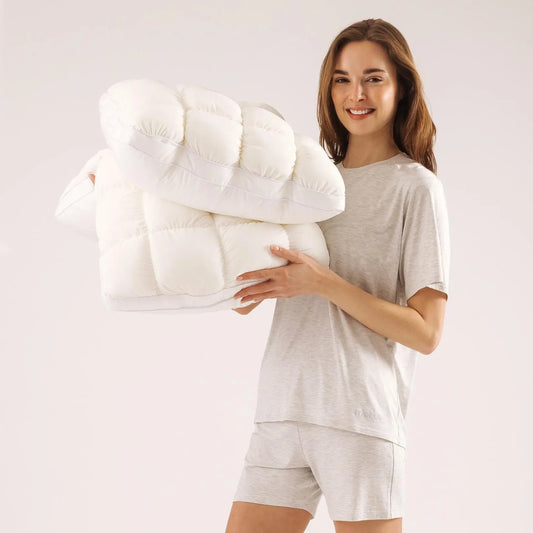 Soft Quilted Grid Design Pillow, Ultra Fluffy Plush Bed Pillow with Cloud-Like Comfort, Breathable Support for Side, Back & Stomach Sleepers, Cozy Pillow for Deep Restful Sleep-coolingpillow