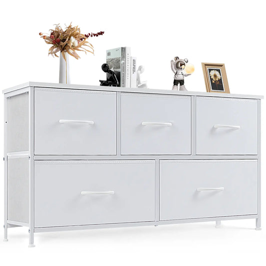 5-Drawer Fabric Dresser Chest - Fabric Chests Drawers, Modern Storage Cabinets, Storage Organizer for Bedroom Items