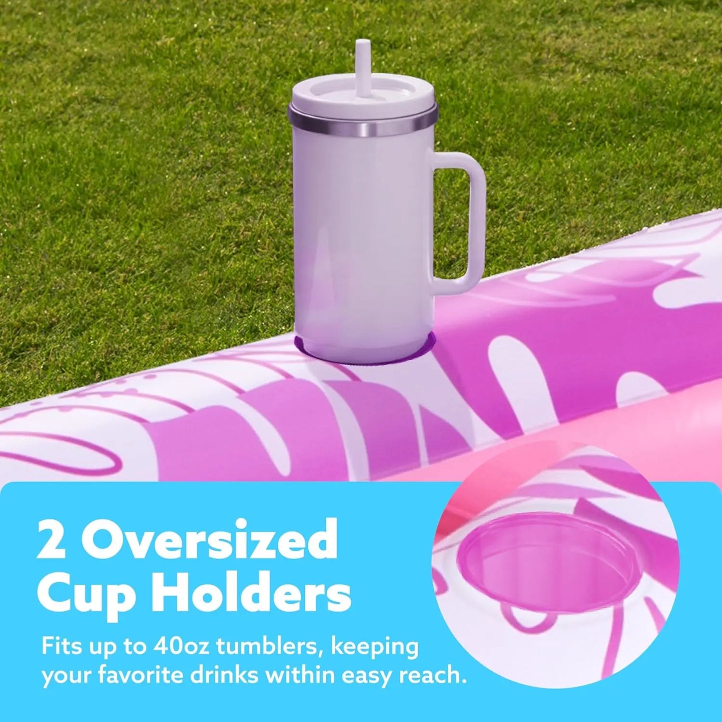 L/XL Inflatable Tanning Pool Lounge Float With Cup Holder, 70“X46”/85″ x 57″ Extra Large Pool Floats Adult with Pillow, 4 in 1 Suntan Tub Raft Floatie, Sunbathing Bed Lounge for Water Blow Up Kids Ball Pit Party Gifts