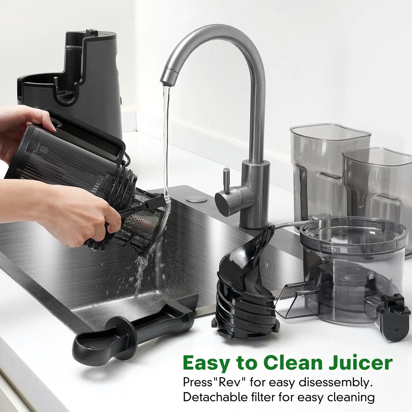 Cold Press Juicer - Slow Masticating, 5.4 Inch Feed Chute, High Juice Yield, Easy Clean, 55rpm Technology for Whole Fruits & Veggies