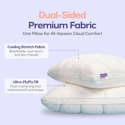 Soft Quilted Grid Design Pillow, Ultra Fluffy Plush Bed Pillow with Cloud-Like Comfort, Breathable Support for Side, Back & Stomach Sleepers, Cozy Pillow for Deep Restful Sleep