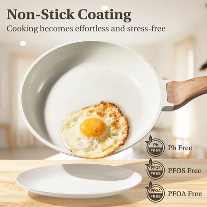 25-Piece Sturdy Non-Stick Ceramic Granite Cookware Set - Lightweight Aluminum Cooking Pot Set, Glass Lids, Stay-Cool Handles, Induction Compatible, Anti-Adherent Household Items for Healthy Cooking, Nonstick Cookware Sets