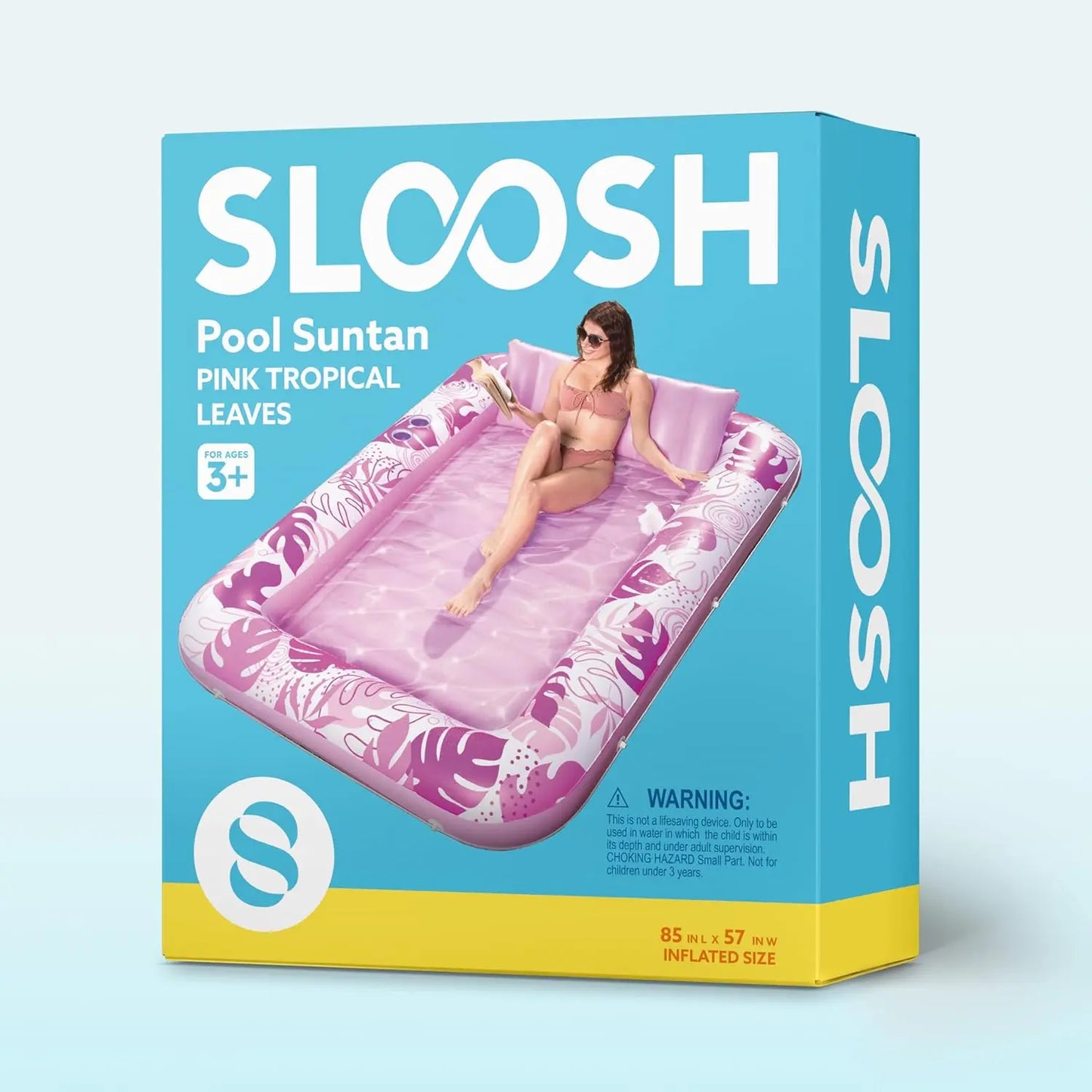 L/XL Inflatable Tanning Pool Lounge Float With Cup Holder, 70“X46”/85″ x 57″ Extra Large Pool Floats Adult with Pillow, 4 in 1 Suntan Tub Raft Floatie, Sunbathing Bed Lounge for Water Blow Up Kids Ball Pit Party Gifts