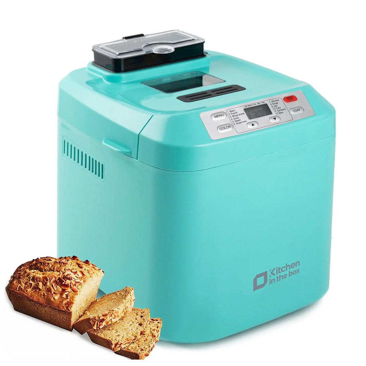 Bread Maker Machine, 12-in-1 Automatic Bread Machine with Fruit Nut Auto Dispenser, 2LB Large Capacity, Gluten-Free, 13H Delay Timer, 1H Keep Warm, 3 Crust Colors for Home Baking