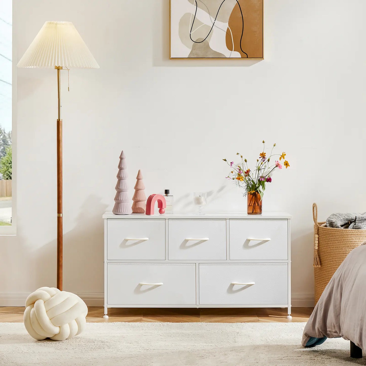 5-Drawer Fabric Dresser Chest - Fabric Chests Drawers, Modern Storage Cabinets, Storage Organizer for Bedroom Items