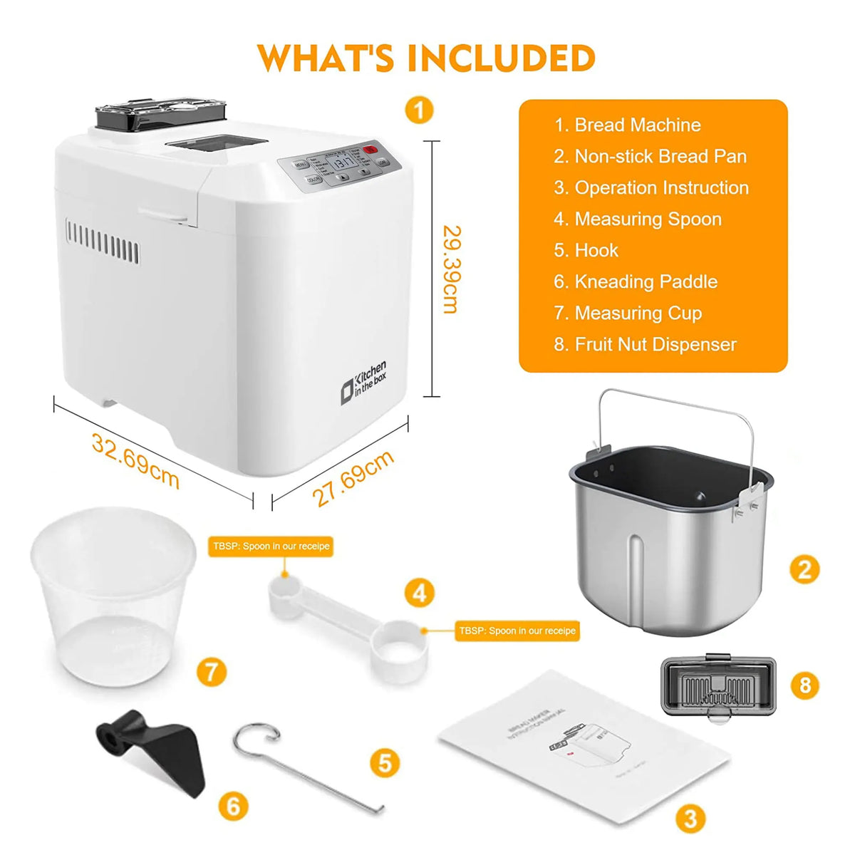 Bread Maker Machine, 12-in-1 Automatic Bread Machine with Fruit Nut Auto Dispenser, 2LB Large Capacity, Gluten-Free, 13H Delay Timer, 1H Keep Warm, 3 Crust Colors for Home Baking