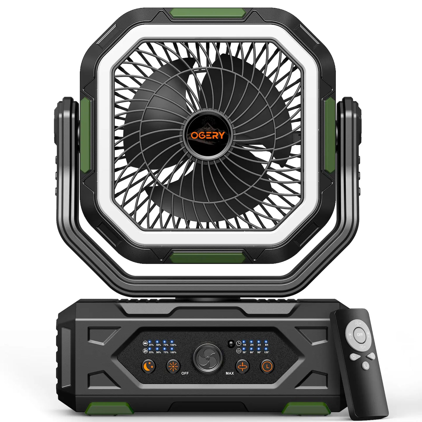 2026 Upgraded Camping Fan, 30000mAh Rechargeable Fan with LED Lights & 270° Pivot, Remote Control Shaking Head Desk Fan for Tent Travel Home Multifunction Outdoor Activities summerwins