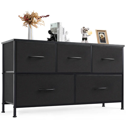 5-Drawer Fabric Dresser Chest - Fabric Chests Drawers, Modern Storage Cabinets, Storage Organizer for Bedroom Items