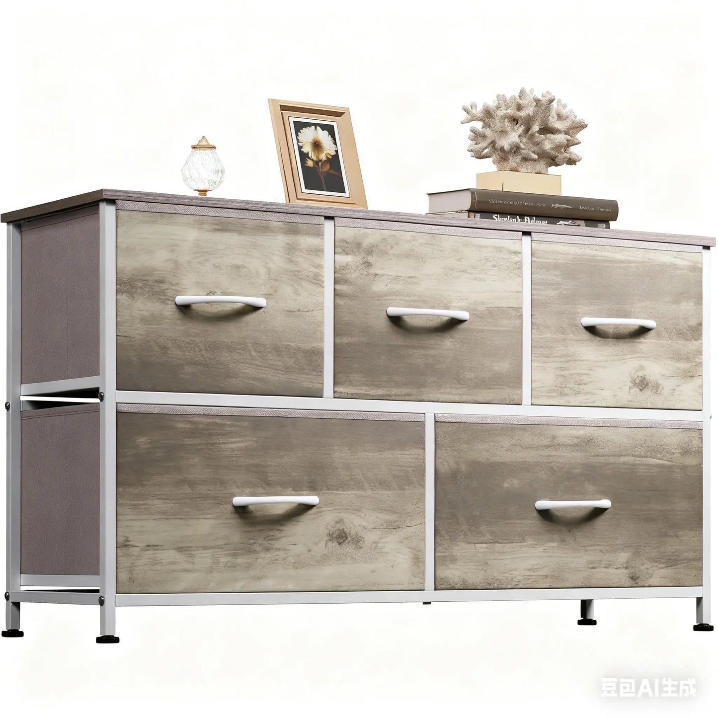 5-Drawer Fabric Dresser Chest - Fabric Chests Drawers, Modern Storage Cabinets, Storage Organizer for Bedroom Items