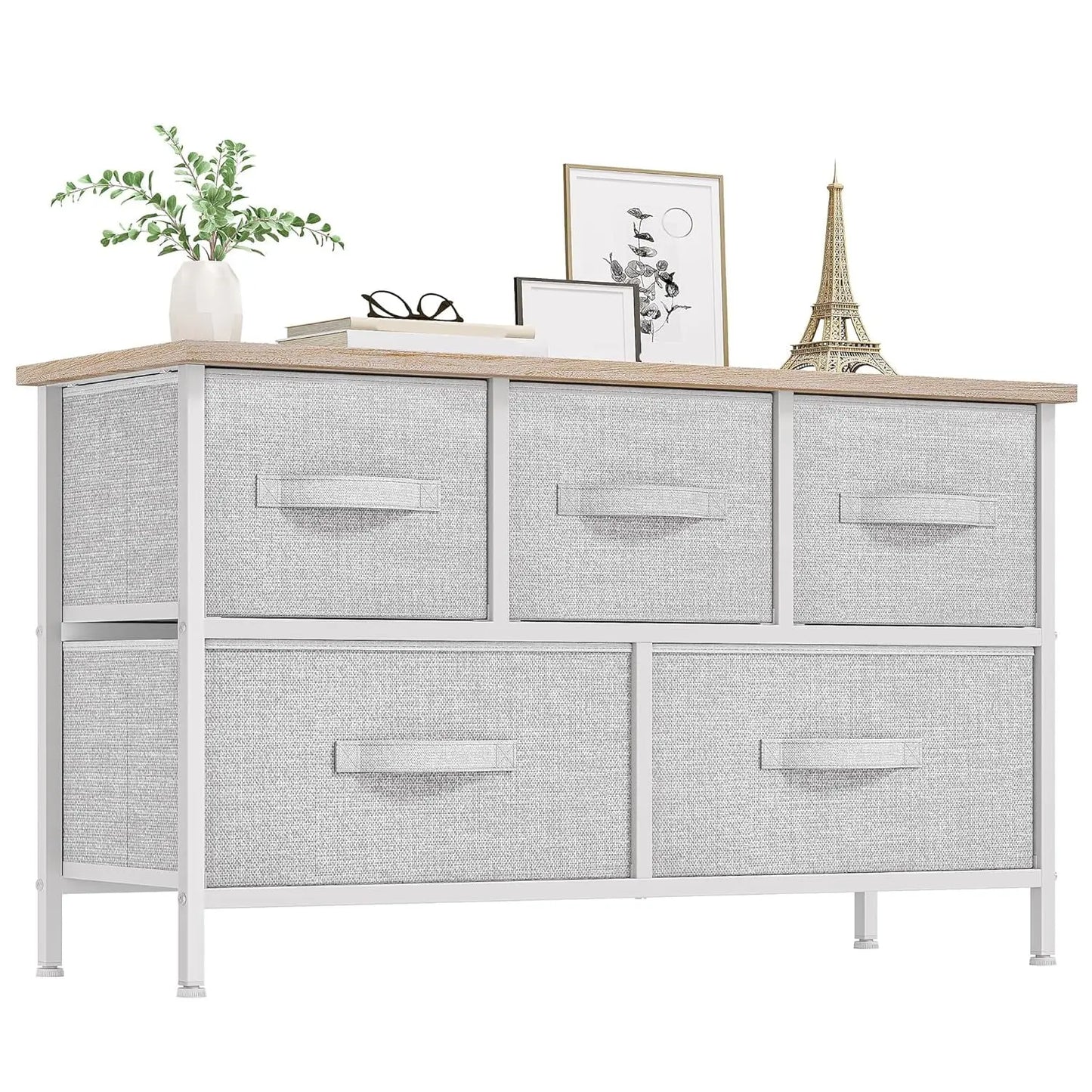 5-Drawer Fabric Dresser Chest - Fabric Chests Drawers, Modern Storage Cabinets, Storage Organizer for Bedroom Items