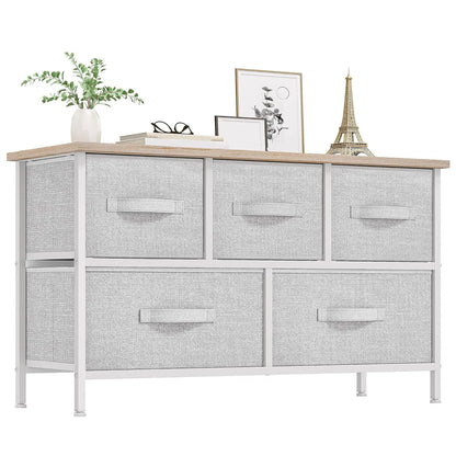 5-Drawer Fabric Dresser Chest - Fabric Chests Drawers, Modern Storage Cabinets, Storage Organizer for Bedroom Items