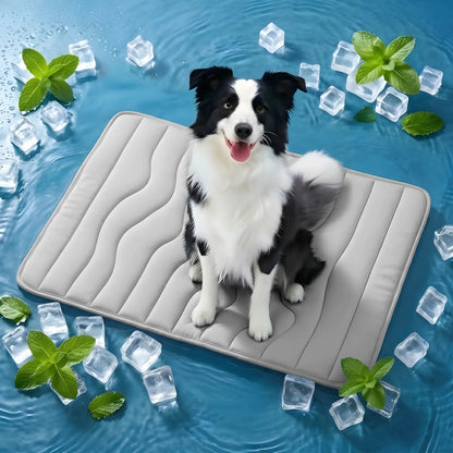 Cooling Pet Mat, Eco-Friendly Cooling Pad for Large Dog, SummerVibes Cooling Mats for Dog Bed, Cool Dog Stuff, Washable Pet Mat, Use in Crate, Trunk, Camping, Outdoors, Portable,Machine Washable, Durable, Without Gel, Outdoorfun