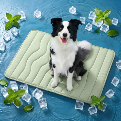 Cooling Pet Mat, Eco-Friendly Cooling Pad for Large Dog, SummerVibes Cooling Mats for Dog Bed, Cool Dog Stuff, Washable Pet Mat, Use in Crate, Trunk, Camping, Outdoors, Portable,Machine Washable, Durable, Without Gel, Outdoorfun