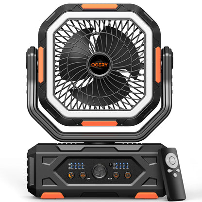 2026 Upgraded Camping Fan, 30000mAh Rechargeable Fan with LED Lights & 270° Pivot, Remote Control Shaking Head Desk Fan for Tent Travel Home Multifunction Outdoor Activities summerwins