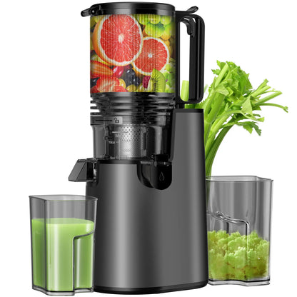 Cold Press Juicer - Slow Masticating, 5.4 Inch Feed Chute, High Juice Yield, Easy Clean, 55rpm Technology for Whole Fruits & Veggies