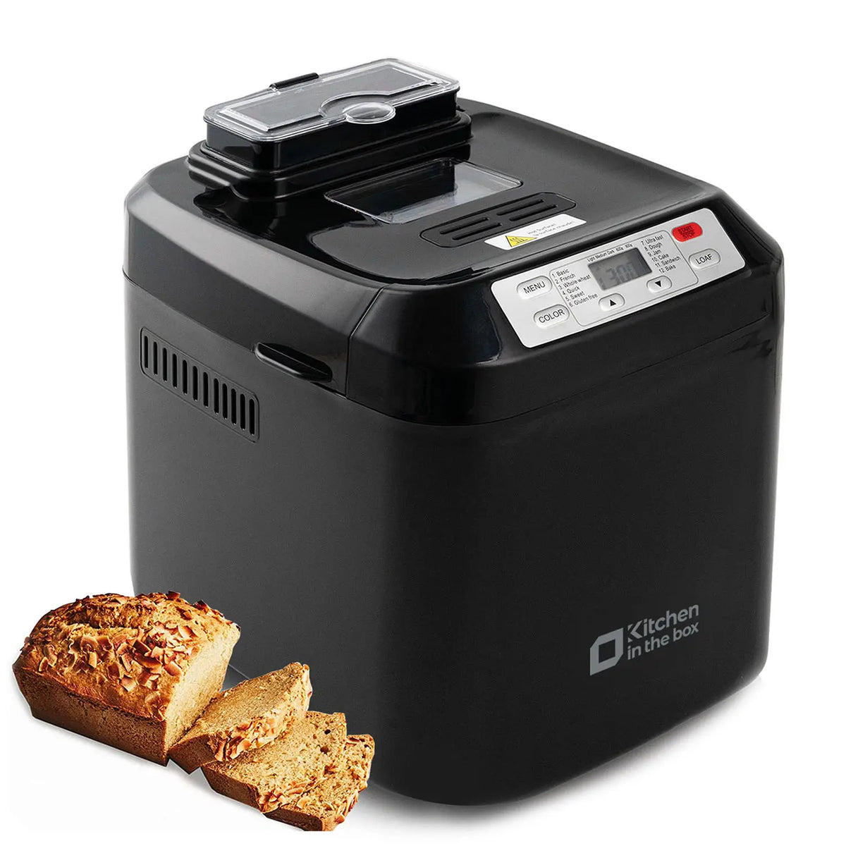 Bread Maker Machine, 12-in-1 Automatic Bread Machine with Fruit Nut Auto Dispenser, 2LB Large Capacity, Gluten-Free, 13H Delay Timer, 1H Keep Warm, 3 Crust Colors for Home Baking