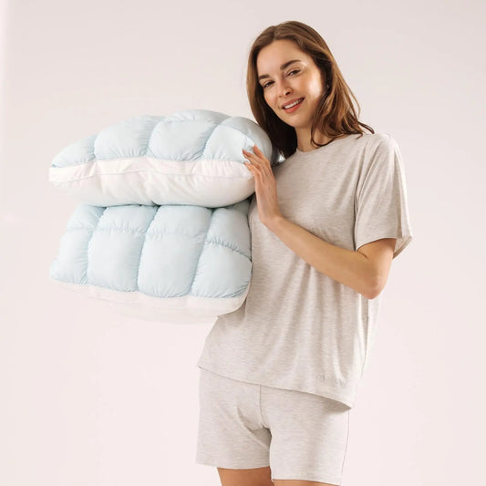 Soft Quilted Grid Design Pillow, Ultra Fluffy Plush Bed Pillow with Cloud-Like Comfort, Breathable Support for Side, Back & Stomach Sleepers, Cozy Pillow for Deep Restful Sleep-coolingpillow