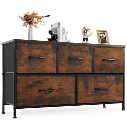 5-Drawer Fabric Dresser Chest - Fabric Chests Drawers, Modern Storage Cabinets, Storage Organizer for Bedroom Items